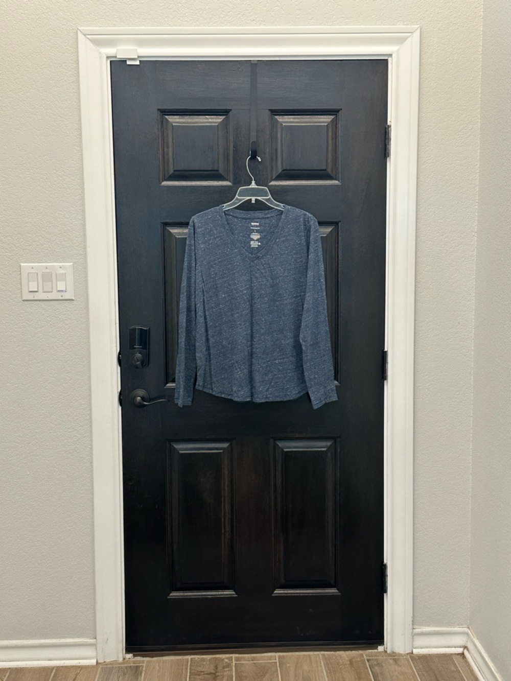 Heathered Grey Long Sleeve V-Neck Top Large
